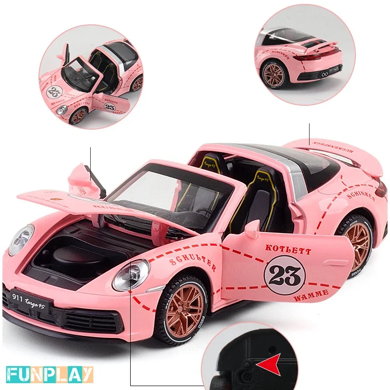 1/32 Alloy Model Car Porsche 911 Miniature 1/32 Die Cast Car Model Targa 4S Toy For Boy Kids Gift Hobby Metal Simulation Car