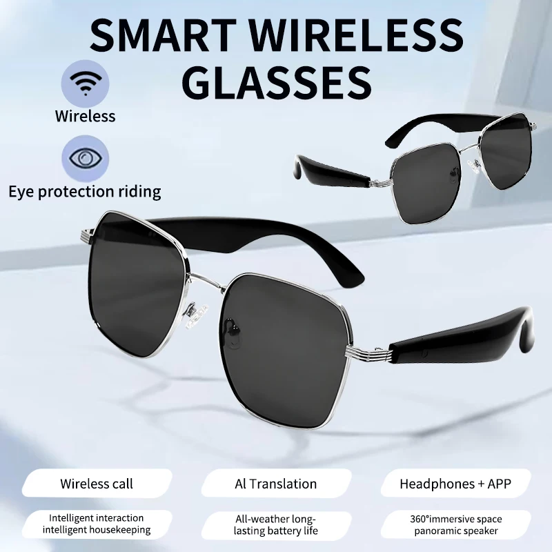 GY200 Smart Glasses 100+ Online Language AI Automatic Dialogue Translation Bluetooth Glasses With Speaker Sports UV Protection