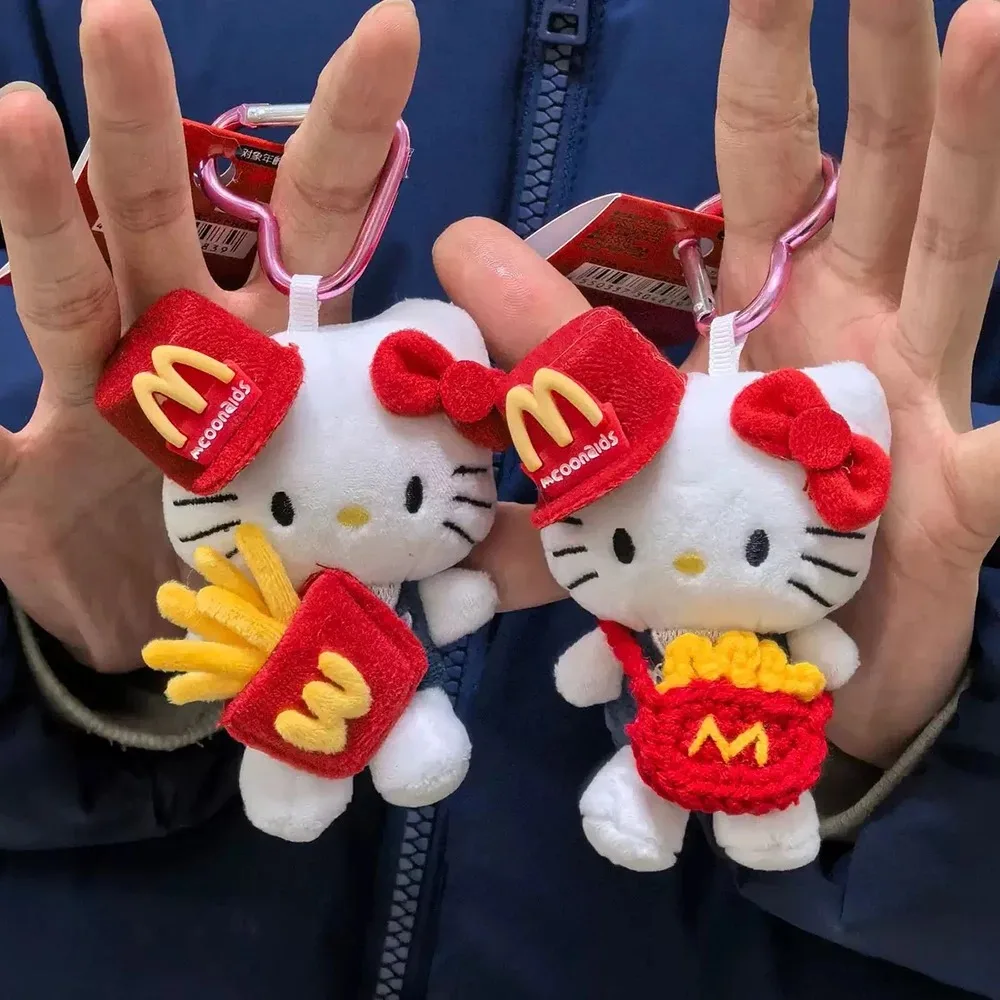 

Плюшевая кукла Hello Kitty Sanrio 10 см с соломенной шляпкой, кавайный брелок-подвеска, аниме-мультяшная плюшевая игрушка, рождественские подарки для детей