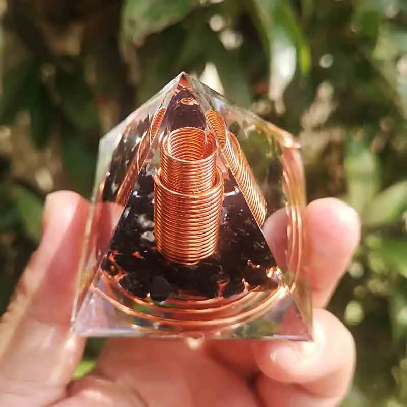 Spirale Kupfer Draht Orgonite Pyramide Obsidian Orgon Healing Energie Yoga Meditation Ornament