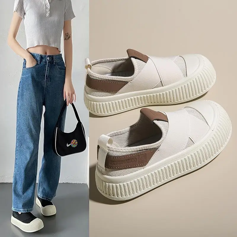 

Summer 2024 Big Head White Sneakers Flatform Casual Sports Women's Shoes Comfortable Versatile Low Top Canvas Sneakers