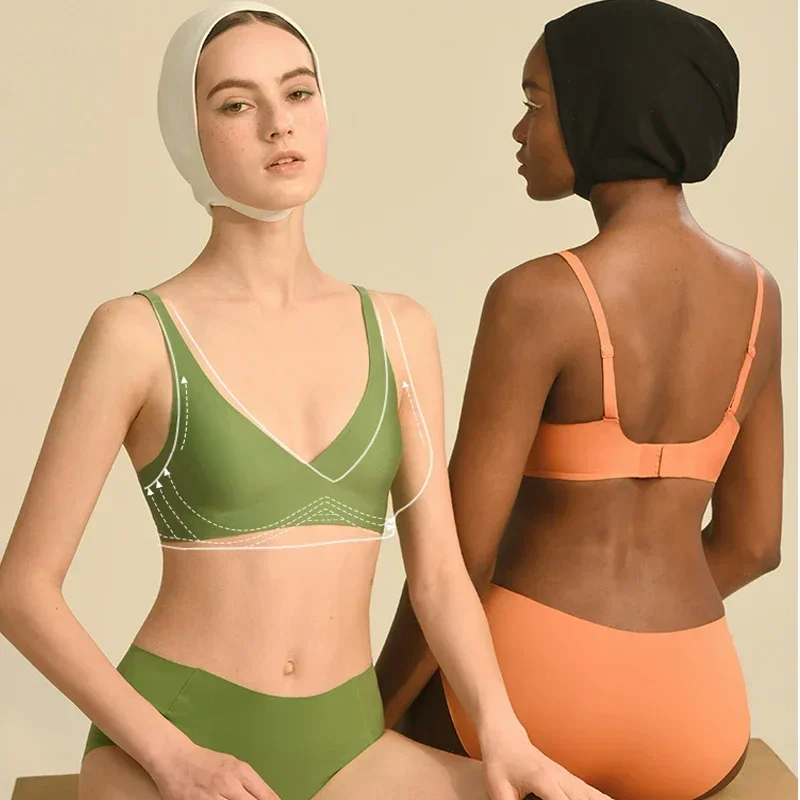 Sujiin sujetadores sexis para mujer inmersión inalámbrica sin costuras invisibles acolchados sujetadores push-up cómodo suavizante Bralettes