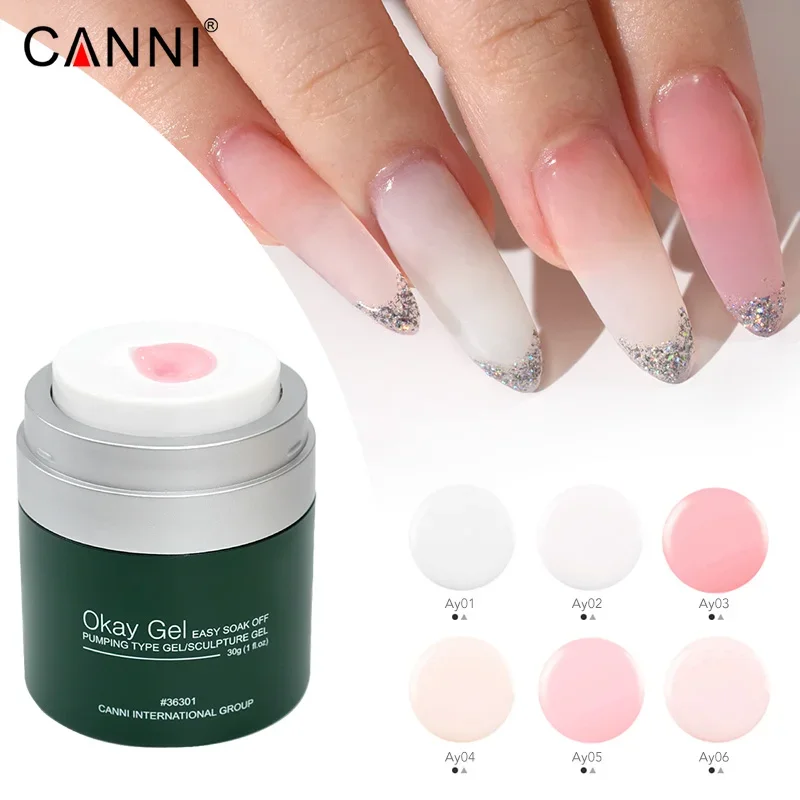 30 جرام CANNI مضخة هواء تمديد هلام الكورية جودة التمويه اللون هلام التسوية الذاتية الوردي عارية شبه دائمة جيل للأظافر الورنيش
