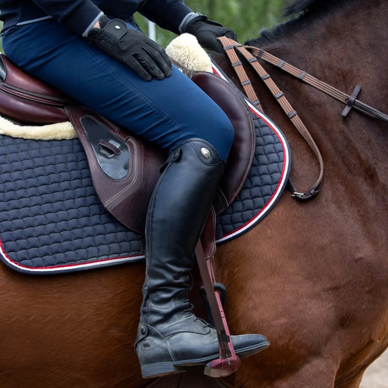 Equestrian Stirrup Brown Full Grain Oil Treated Non-Stretch Soft For Training Jumping Competition Horse Saddle