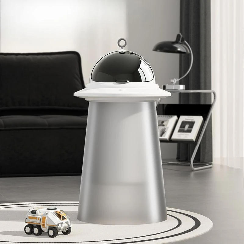 

New Style Luxury Trash Can - High-end Appearance Flying Saucer Shape with Lid, Creative Home Paper Basket for Living Room