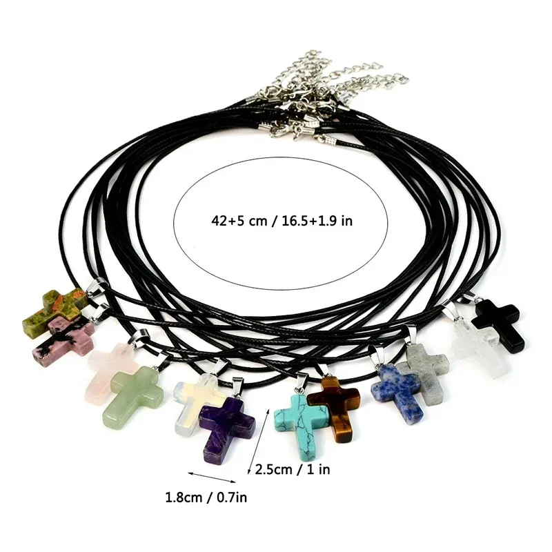 فاسق الصخرة الملونة الحجر الطبيعي الصليب قلادة قلادة للرجال النساء كول الهيب هوب الشارع خمر Y2K الجرونج القوطي مجوهرات هدية #5