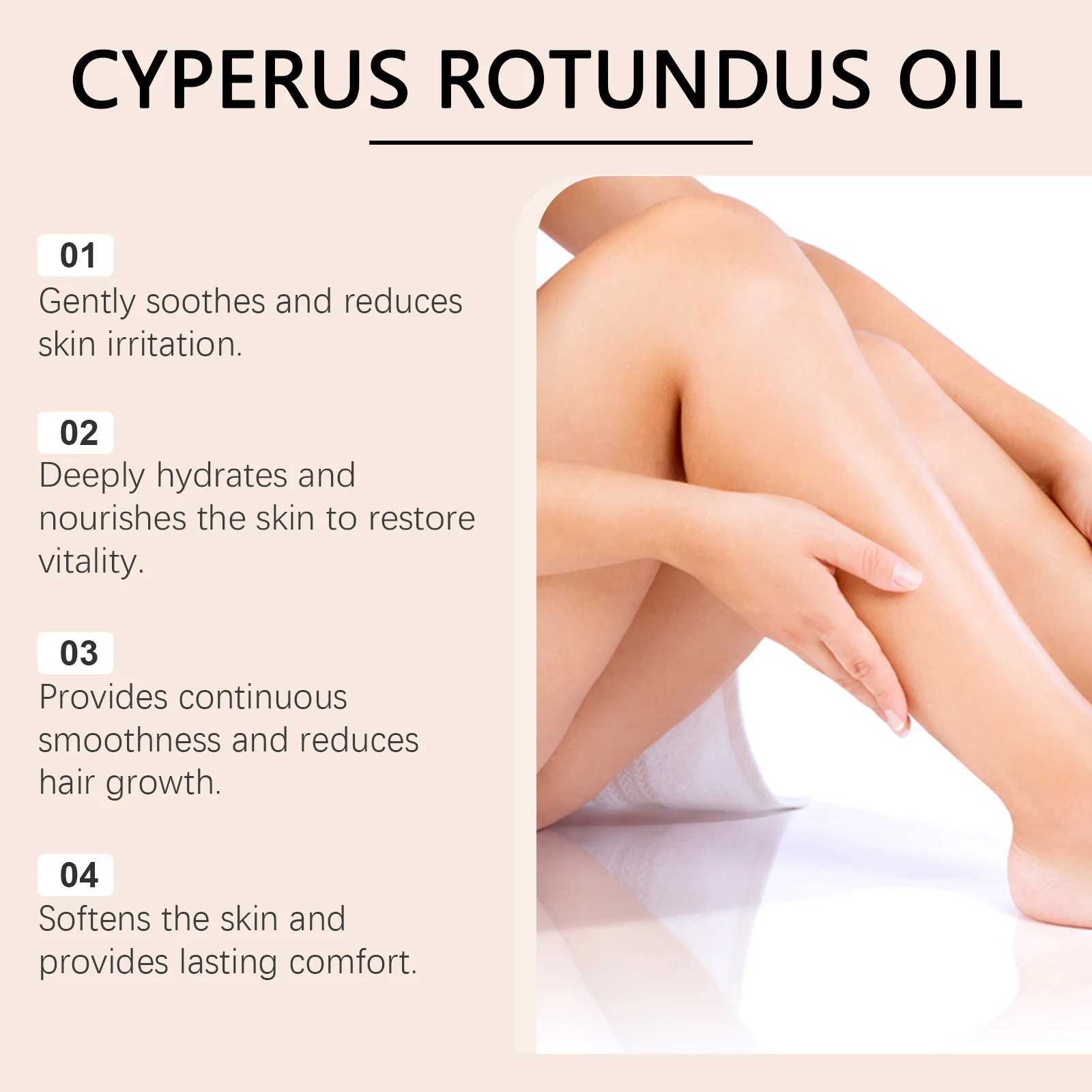 Cyperus Rotundus Oil Relieve Dry Tight Redness Skin Moisturizing Serum Reduce Body Hair Growth Inhibitor Post Shave Care Essence