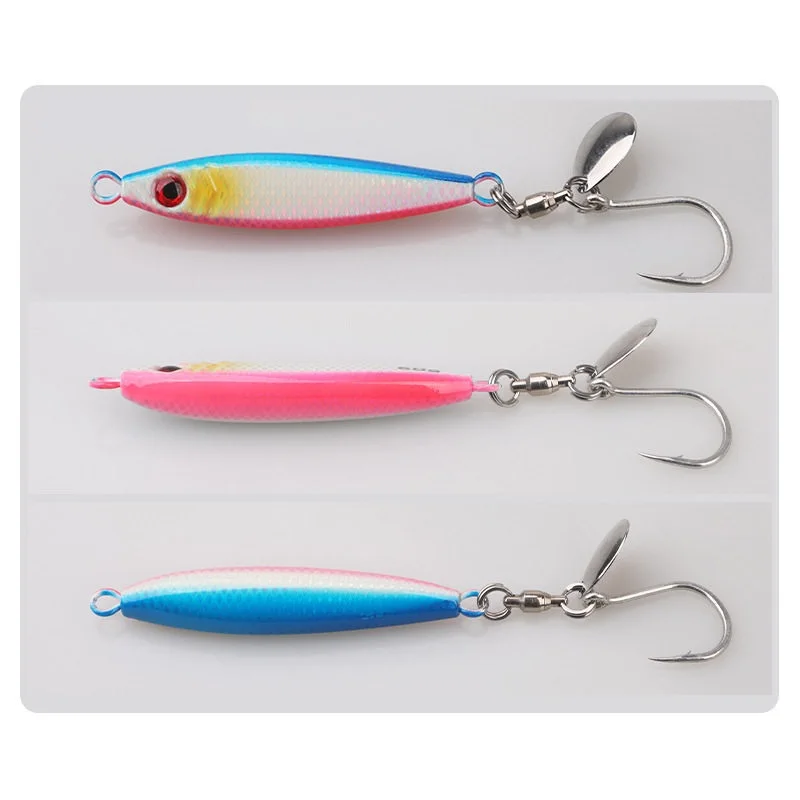 

2pcs Artificial Metal Jig Hard Bait Laser Holographic Body Spinner Blade Single Hook Saltwater Freshwater Casting Jig Lure