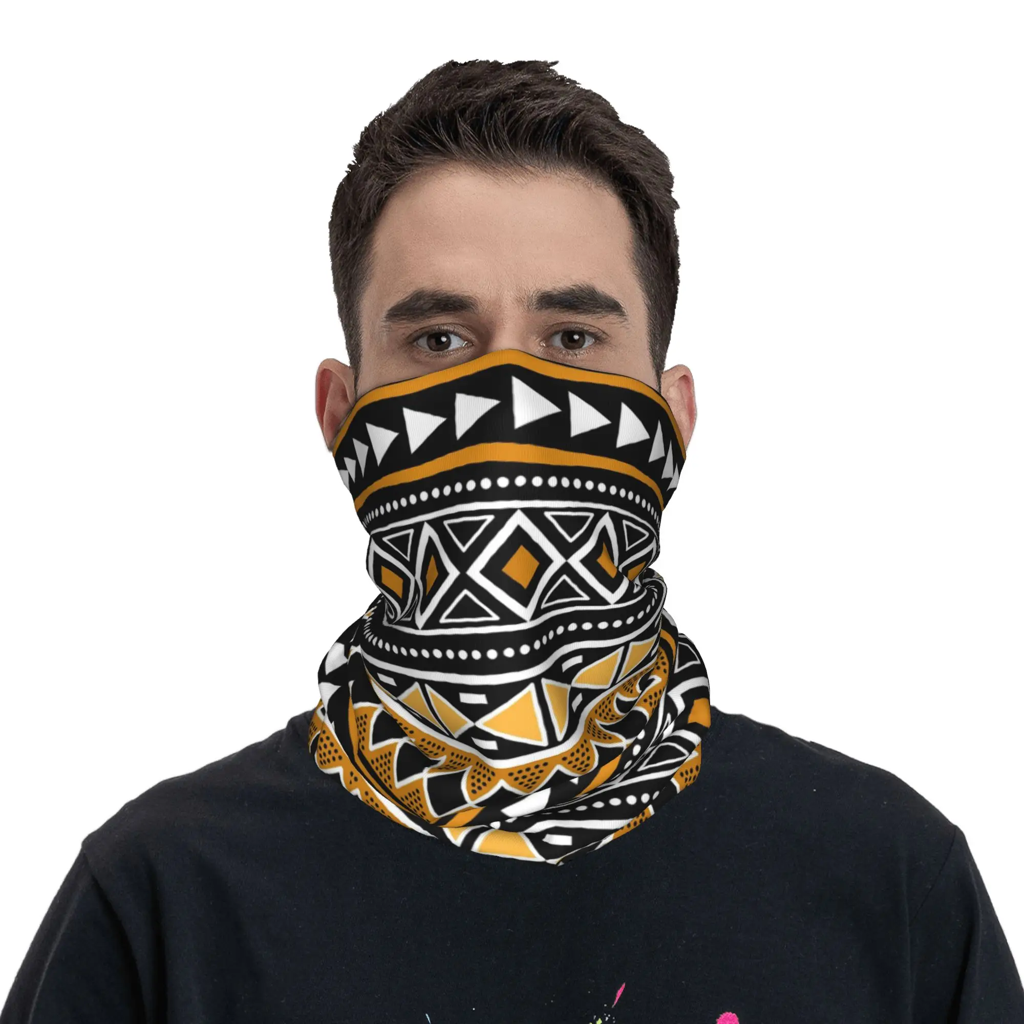 African Bogolan Africa Ethnic Tribal Art Bandana Neck Cover Printed Face Scarf Headwear Riding For Men Women Adult Breathable