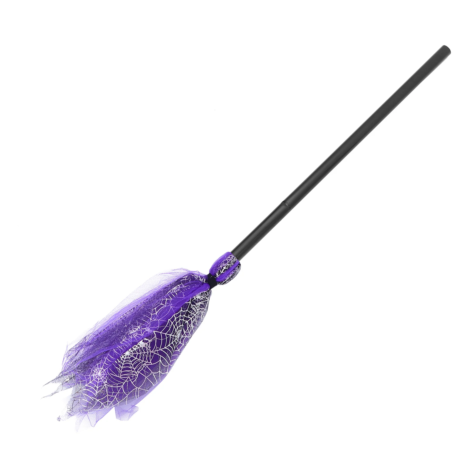 

Witch Broom Halloween Cosplay Prop Gauze Broom Plastic Besom Spider Web Yarn Decorations Kids Party Supplies Festive DIY