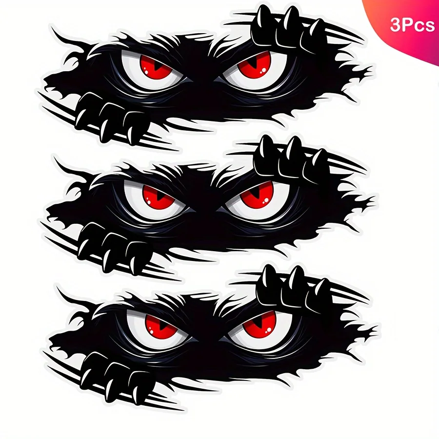 3pcs Hide Cat Monster Funny Car Stickers, Peel And Stick Waterproof Vinyl Decals, Black, Car Bumper Car Window Helloween,gift