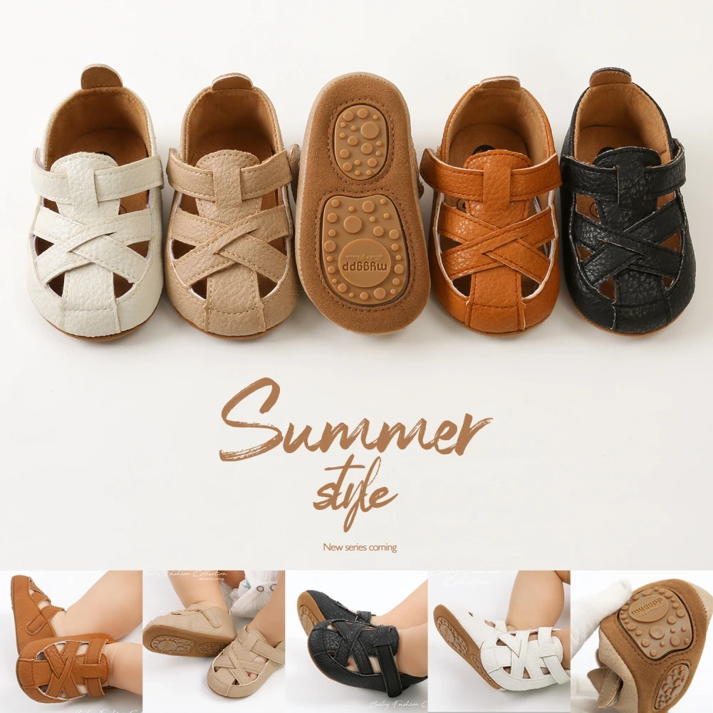 

Baywell Summer Infant Boys Girl PU Leather Sandals Casual Beach Soft Sole Shoes Newborn Baby Crib Prewalker 0-18 Months