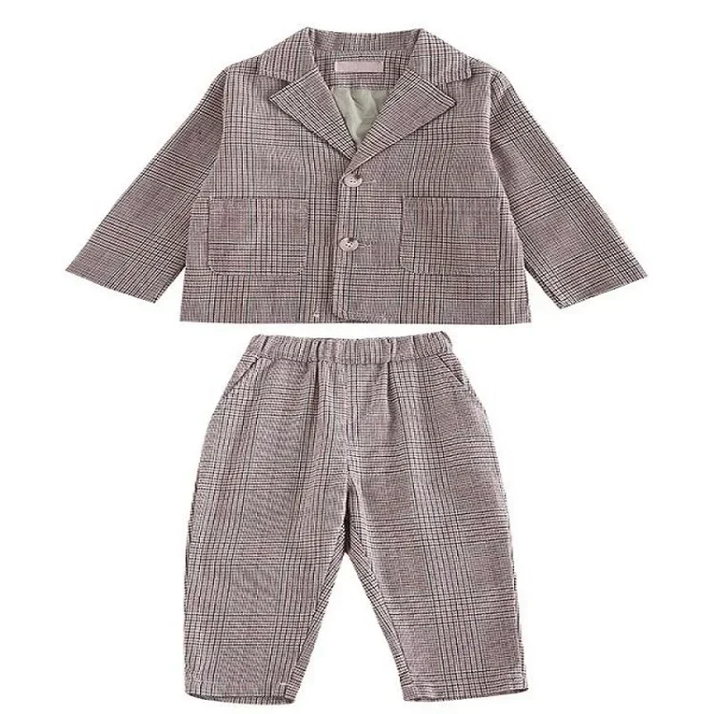 Traje de primavera y otoño para niños, ropa de bebé, Tops informales y pantalones, conjunto de 2 piezas, ropa Formal, novedad de 2024