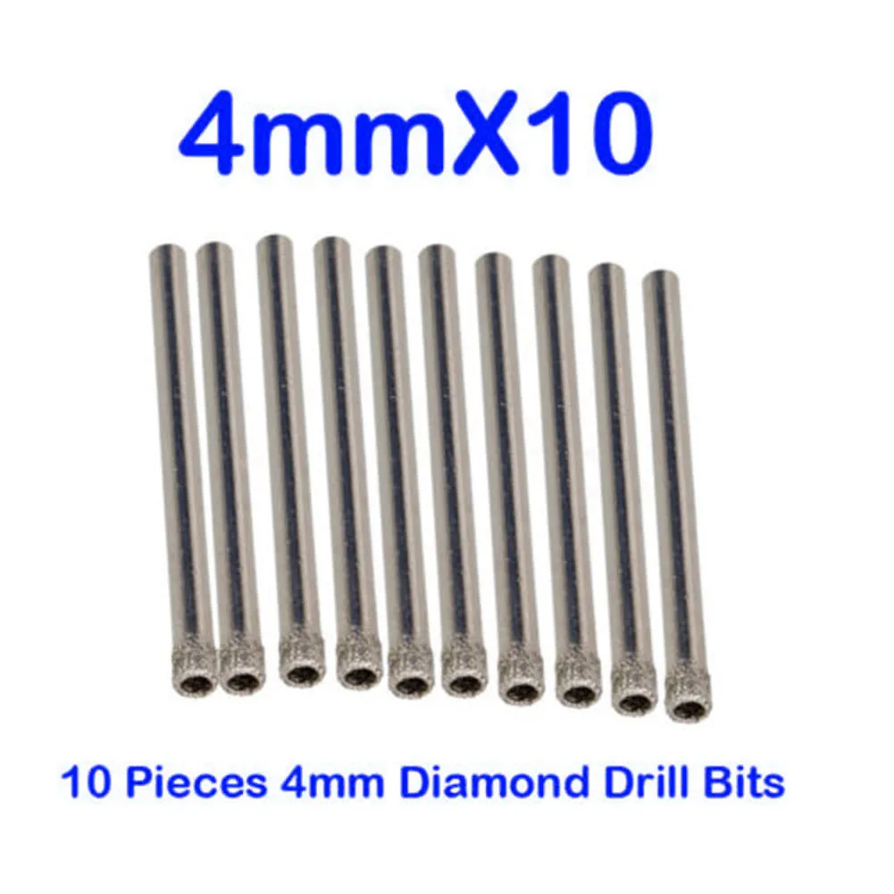 10-Pack 4mm Emery Coated Drill Bits for Glass Granite Tile Marble Ceramics Porcelain Quartz Sink Stucco Rock Slab Use