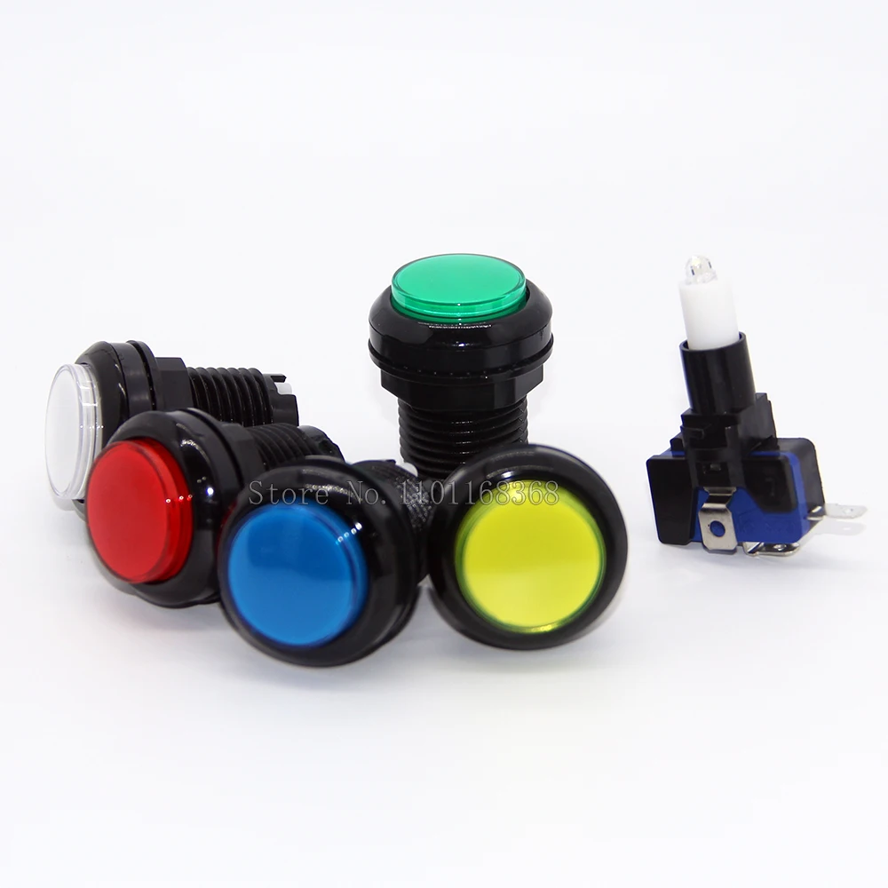 10pcs/lot 33mm Round Push Button 12V Illuminated Arcade Button With Micro Switch LED Light 10pcs