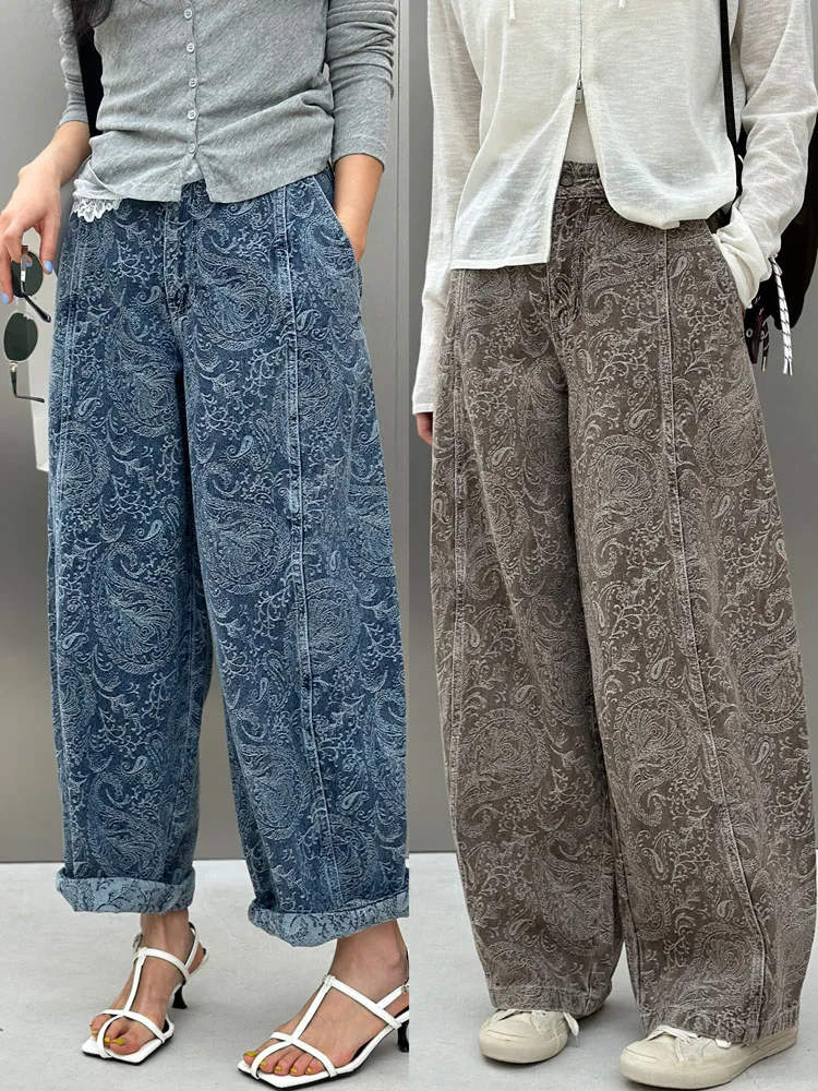 

Джинсы Bodhl Slimming с высокой талией, цвет Emed Walnut Flower Crt, в стиле Old Money, осенняя новинка, женские джинсы