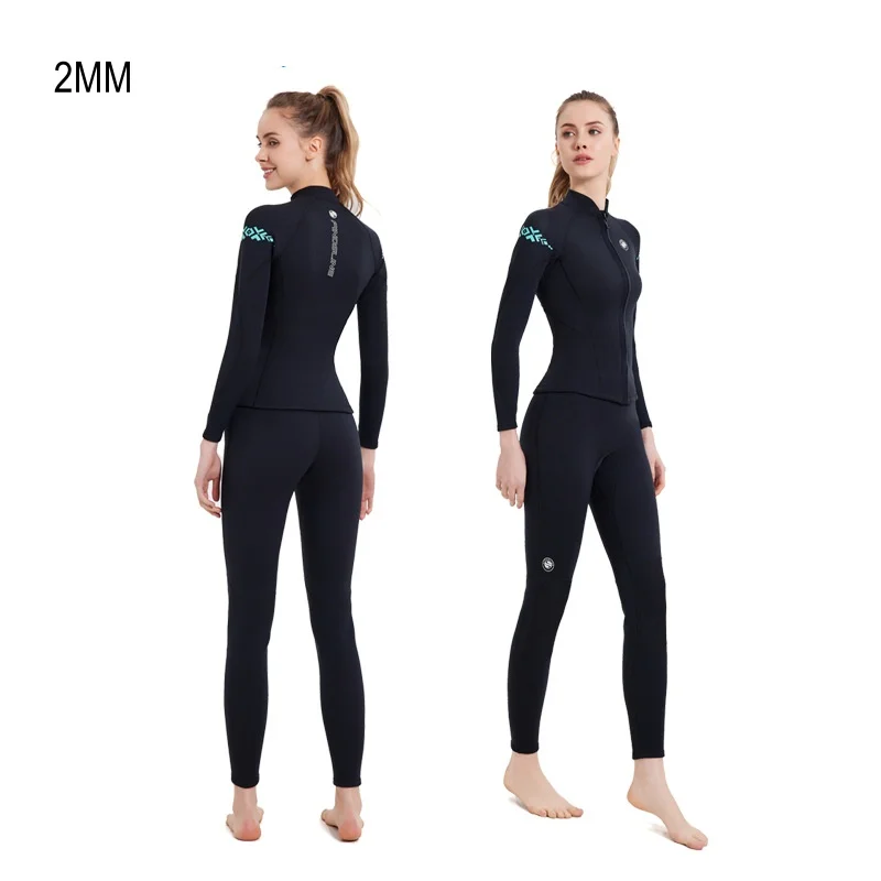 

2 мм женская неопреновая куртка для водных видов спорта на открытом воздухе, пляжа, подводного плавания, дайвинга, сохраняющая тепло, подводная охота, каякинга, дрифта, штаны