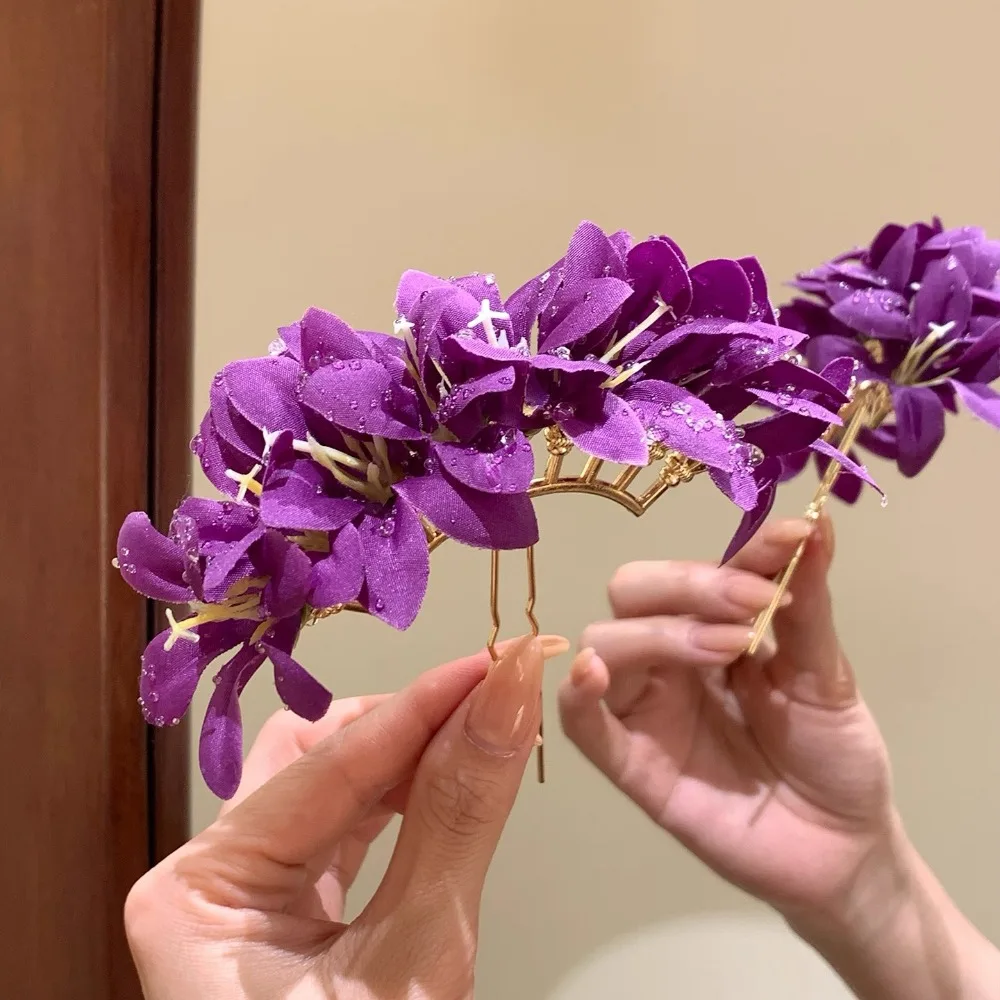 

Headwear Large Flower Hair Stick Bohemian Simulation Flower Chinese Style Side Clip Fairy Hairpin Bride Hair Accessories Daily