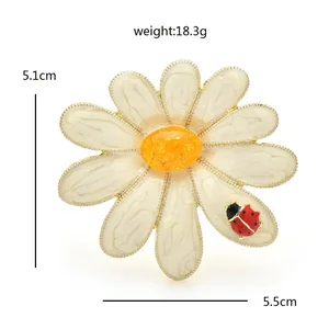 Wuli & baby-Big دبابيس زهرة الأقحوان الجميلة للنساء ، دبابيس بروش للجنسين ، زهور بيضاء ، هدايا حفلات مكتبية ، خنفساء أفضل 12 مرهما للمبيعات للوكعة الملتهبة - رقم 10