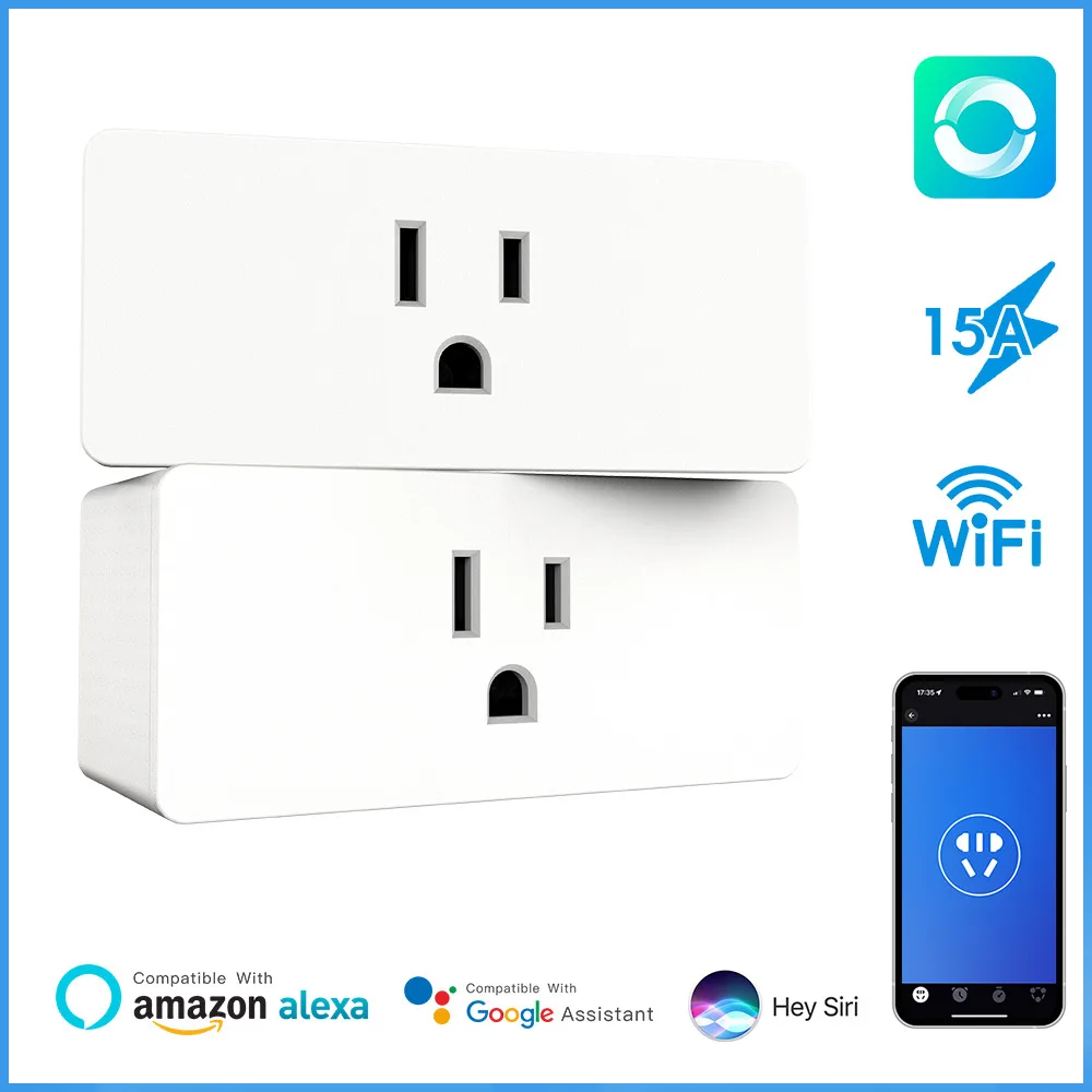 

Smart Socket Wifi Plug US Mexico Square15A With Power Monitoring Timing Function Smart Life App Outlets Works With Alexa Google