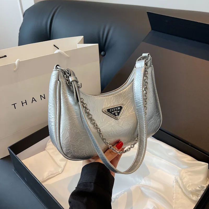 

Senior texture handbag 2025 early spring new women's retro hand grab shoulder bag simple chain crossbody bag luxury
