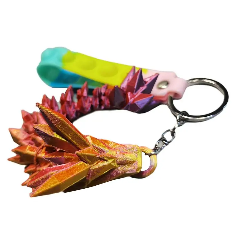 3D Printed Dragon Key Chain 3d Printed Dragon Chinese Keychain Rainbow Pearlescent Colors Articulated Dragon Year Pendants