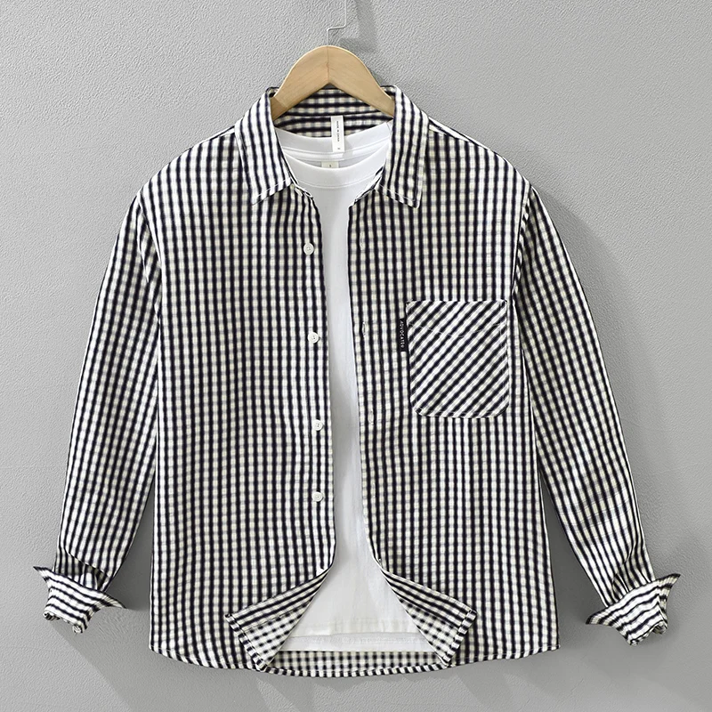 

Casual Plaid Office Shirt for Men Loose Long Sleeve Shirts Oversize Fashion Men's Clothing 2025 Autumn New Style
