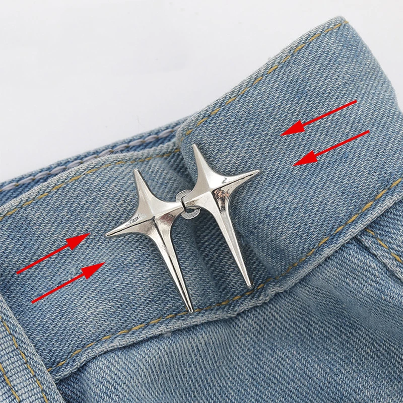 Trendy Cross Star Waist Buckle Adjustable Detachable Pants Clips Waist Tightener Nail-free Metal Button Snaps For Jeans Decor