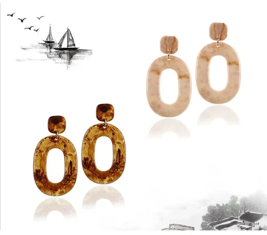 أقراط وأقراط شخصية وعصرية، أقراط هندسية أكريليك عصرية وشعبية، مشابك أذن