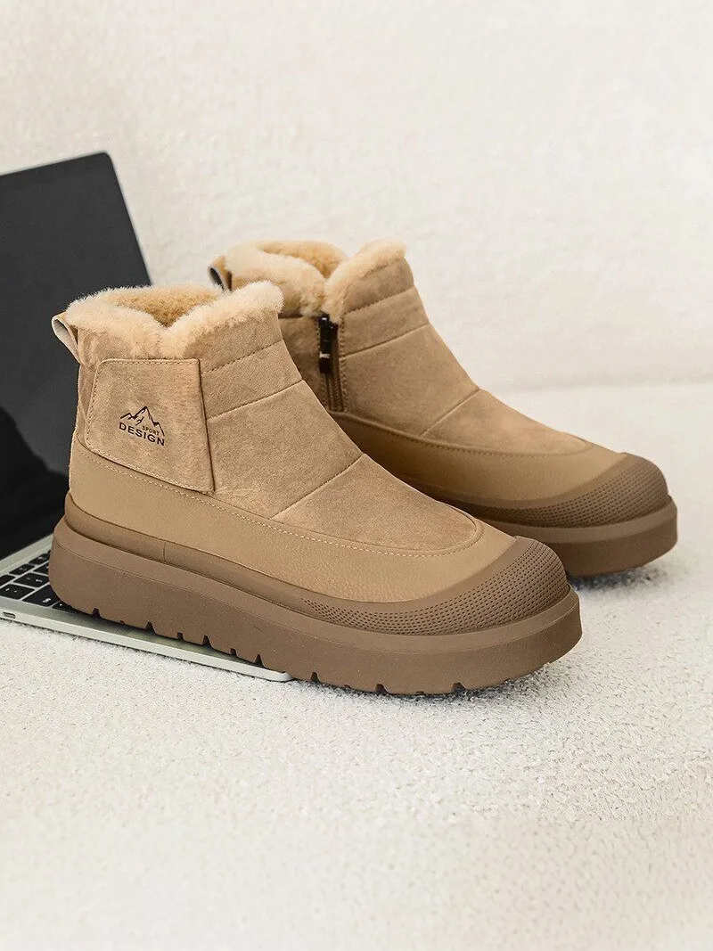

Men's Winter Snow Boots Thickened Fleece Lined Fur Integrated Warmth High Temperature Resistant Short Tube Fashion Boots