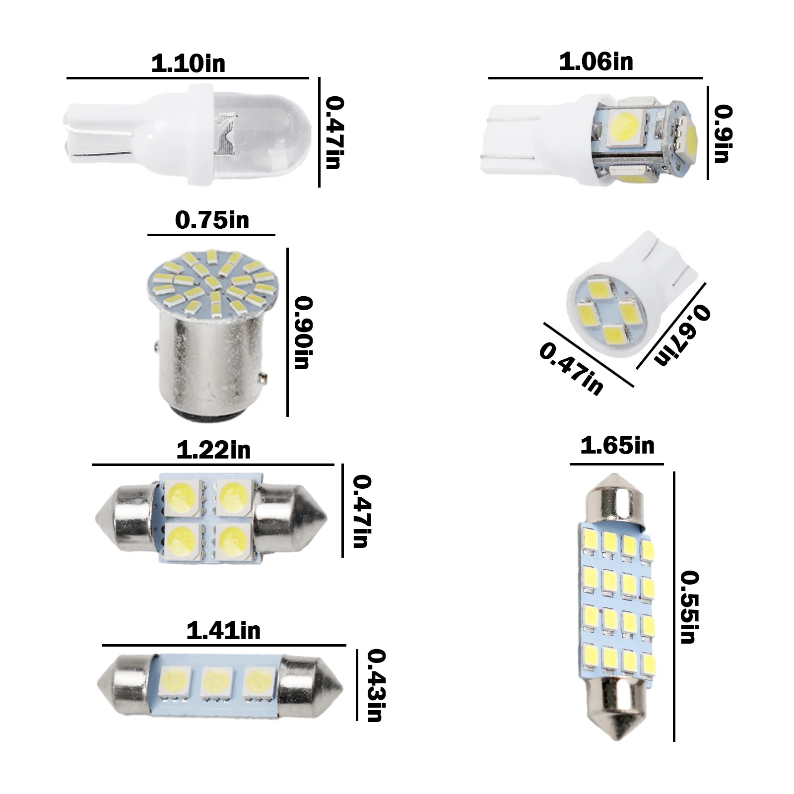 Automotive 42x LED Combination Circuit Board 12V 6500K T10 1210 4SMD*6 T10 1SMD Lens*6 Light Beads High Quality