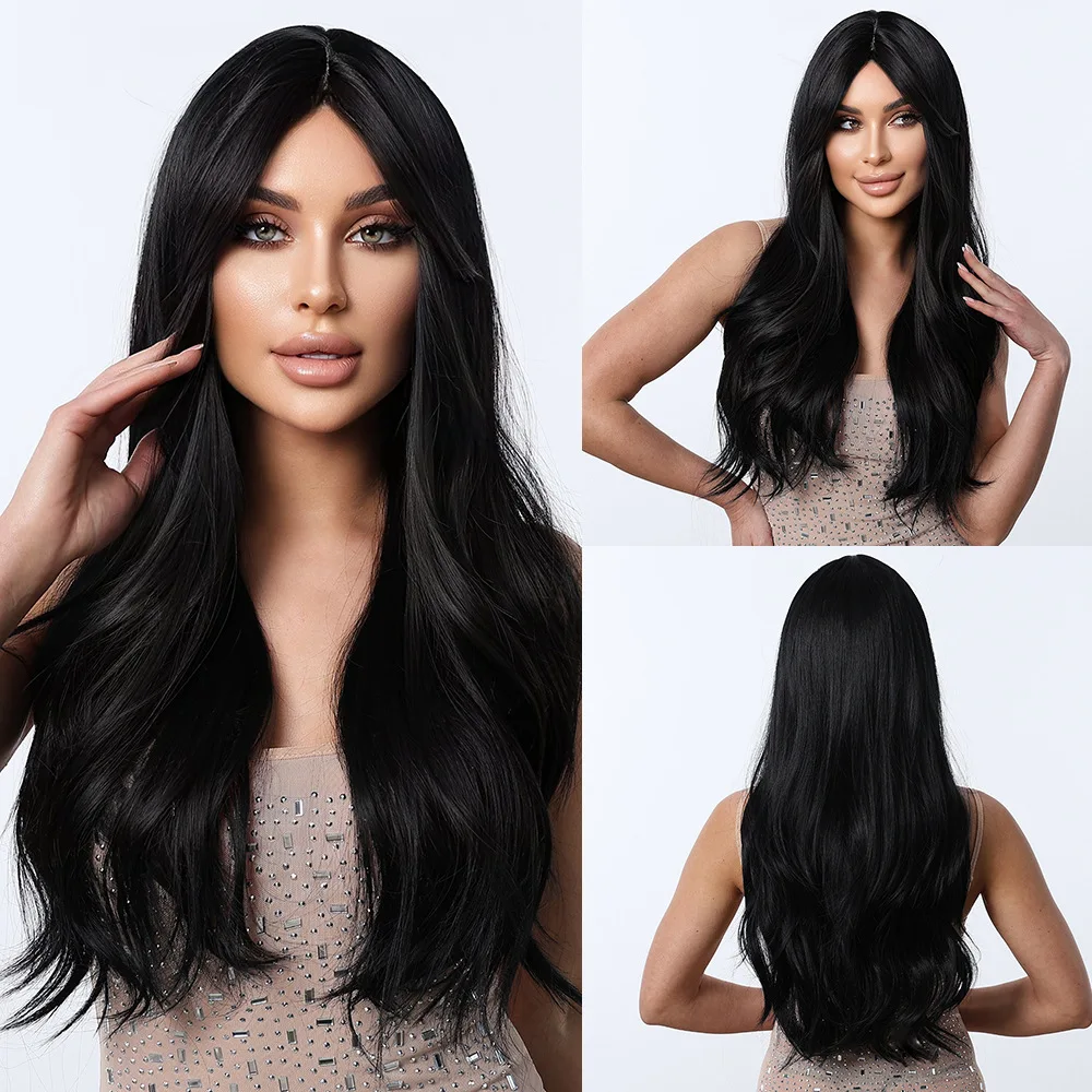 

Female Medium Long Hair Natural Fluffy Water Ripple Micro Curly Wig Cover