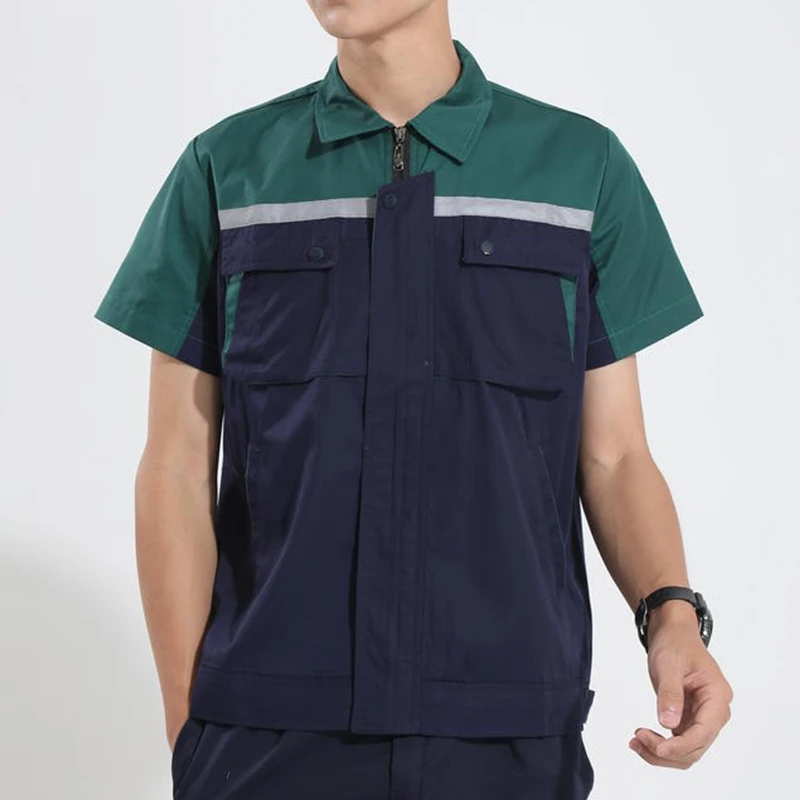 Ropa de trabajo de manga corta con logotipo personalizado, Top con logotipo de diseño Diy, ropa de trabajo para reparación y limpieza de automóviles, ropa de trabajo para taller, camisa con múltiples bolsillos