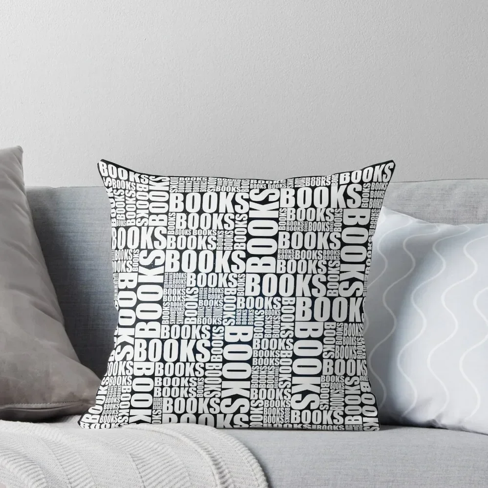 

Books Typography B&W Throw Pillow Decorative Cushion Cover Pillow Case pillow