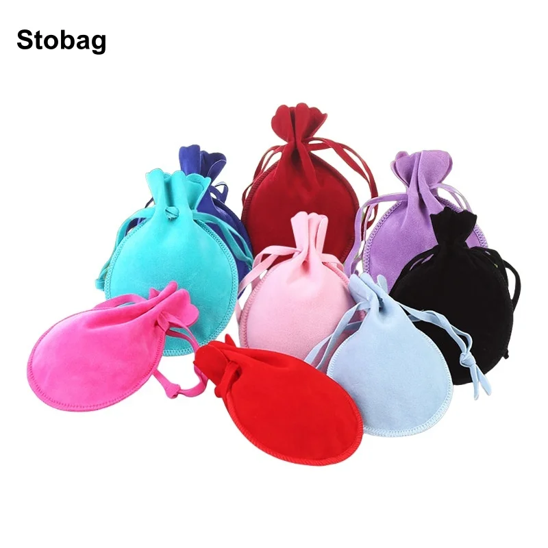 

StoBag 50pcs Wholesale Color Velvet Bags Drawstring Small Candy Gift Jewelry Packaging Storage Cloth Bundle Reusable Pouches