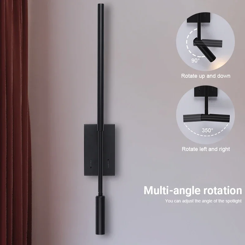 Modern minimalist LED reading light, indoor wall lamp, bedroom, living room, study room, hotel bedside, home interior decoration image 3
