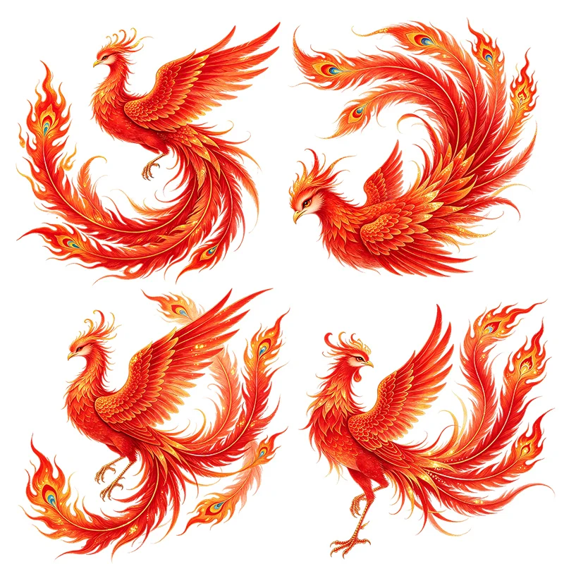 Three Ratels CAB50 Red Phoenix Art Wall Stickers for Home Decoration Car body decals Waterproof self-adhesive