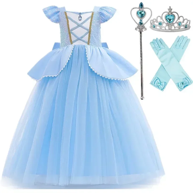 Girls Rapunzel Sleeping Beauty Aurora 2024 New Children Bella Costume Kids Cosplay Cinderella Princess Birthday Party Prom Dress