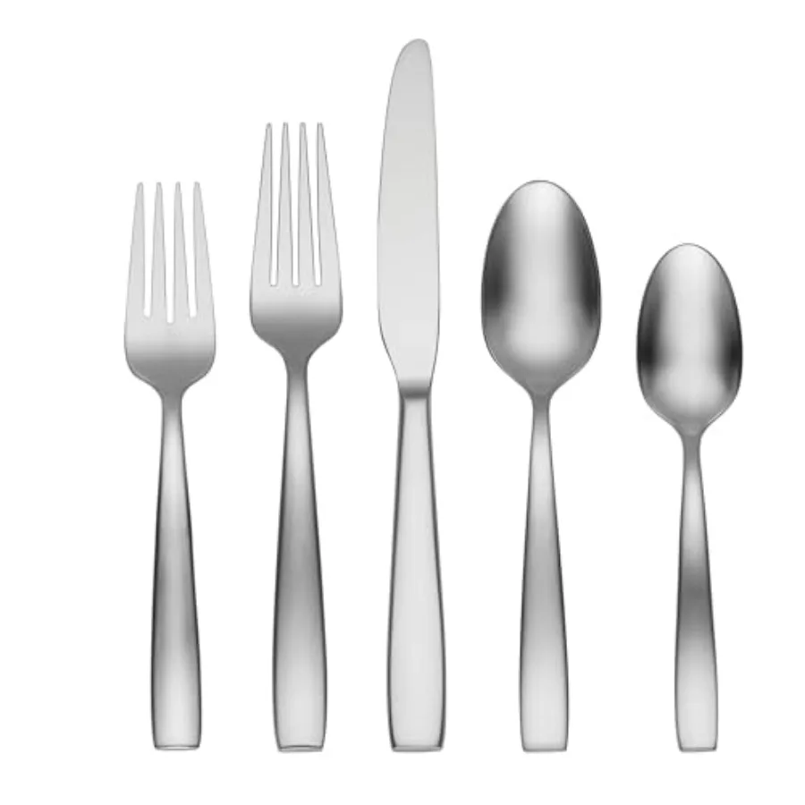 

Everdine 45 Piece Everyday Flatware Service for 8 18/0 Stainless Steel Silverware Set Dishwasher Safe Silver