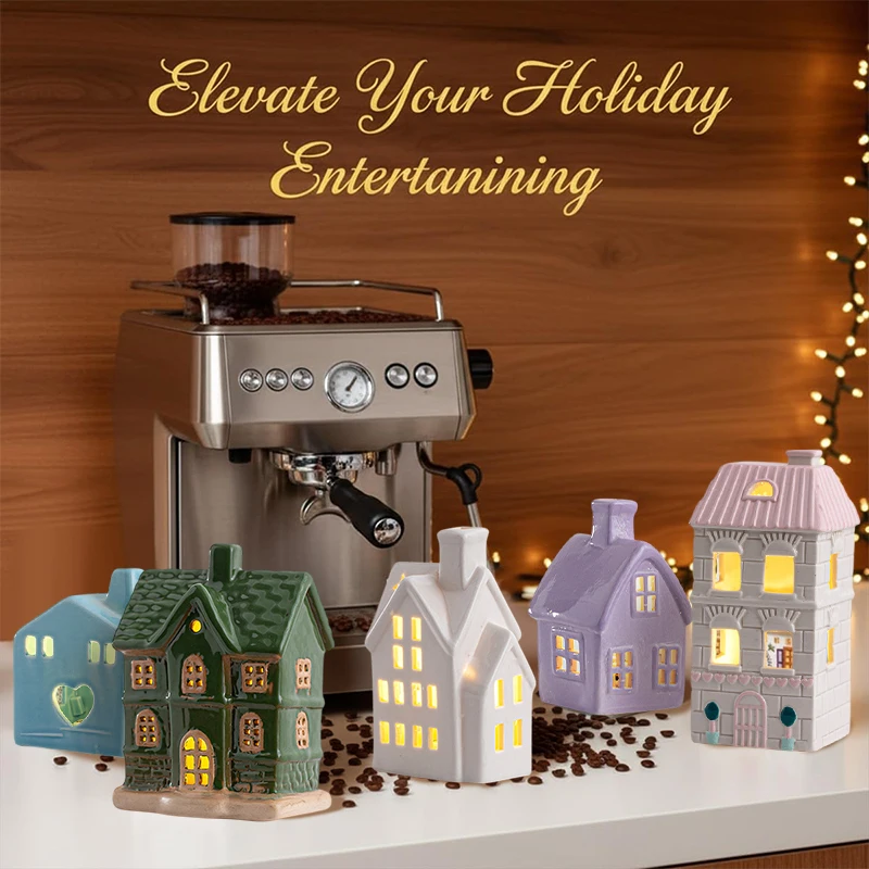 

Белые керамические домики с LED-подсветкой – очаровательный декор для зимней деревни с теплым свечением для праздничных украшений