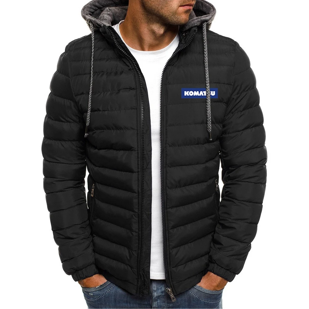 2025 Komatsu Men New Spring and Autumn Comfortable Casual Warm Printing Breathable Hooded Cotton-padded Jacket Coats Tops