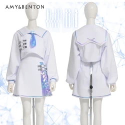 Japanese Mine Mass-Produced Sailor Collar Patchwork Short Top + Slim Mini Skirt Two-Piece Sets Preppy Style JK Uniform Outfits