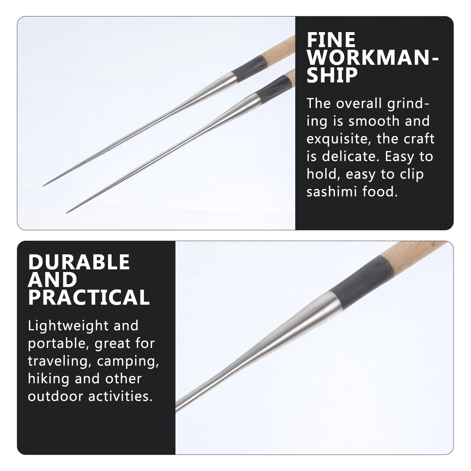 

Пара палочек для суши из нержавеющей стали с ручками из тонкого дерева, легкие, портативные, для путешествий, кемпинга, походов, уличной трапезы, японские