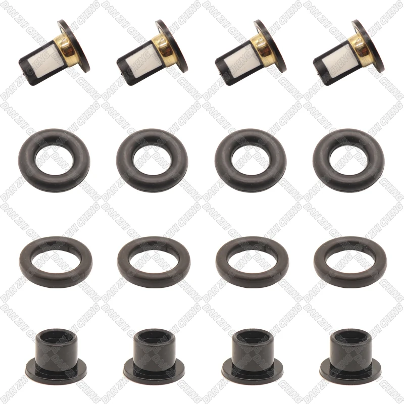 

4 SET For 16600-95F0A Nissan Almera Classic 1.6 16V N17 FBY10F0 Fuel Injector Service Repair Kit Filters Orings Seals Grommets