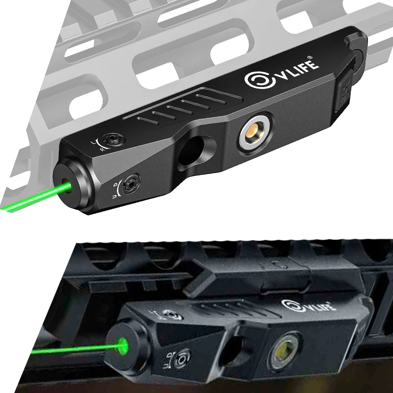 Green Laser Sight with Strobe Function Magnetic Rechargeable Aluminum with M-Lok Picatinny Rail Rifle Low Profile Tactica