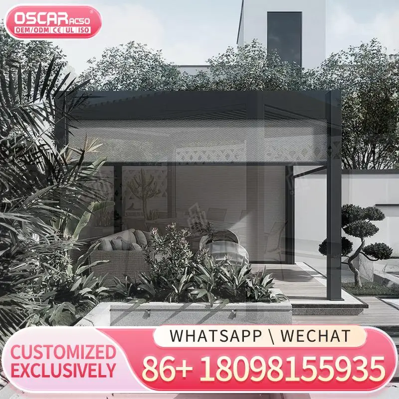 

Garden Side Fence Screens Sliding Manual Louvered Roof Outdoor Aluminium for Patio Poolside Backyard Pergola