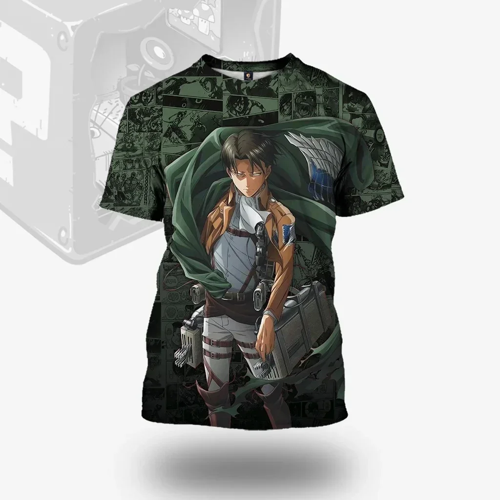 In 2025, a New 3D Summer Men's Print Attack Titan Necklace T-shirt, Casual Sportswear, Casual Short-sleeved Children's Top