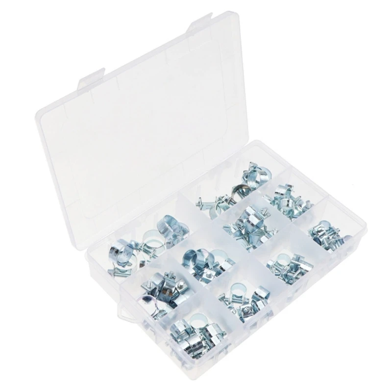 65Pcs Fuels Injections Hose Clamps Adjustable 7-18mm Hose Clip Assortment Clamps for Plumbing Automotive Mechanical