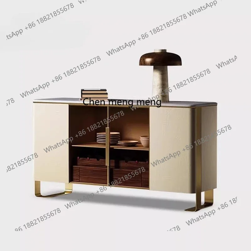 

X Modern simple natural rock slab storage cabinet, all solid wood, villa living room dining side cabinet