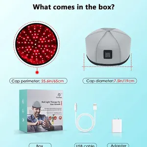 LED kırmızı ışık saç büyüme, bir kap, bir terapi, ve Anti-saç dökülmesi, anksiyete, stres giderici, şapka, ve baş ağrısı, kafa derisi, rahatlatıcı masaj kask Saç terapisinde cihazın 6 büyük satışı-no. 4